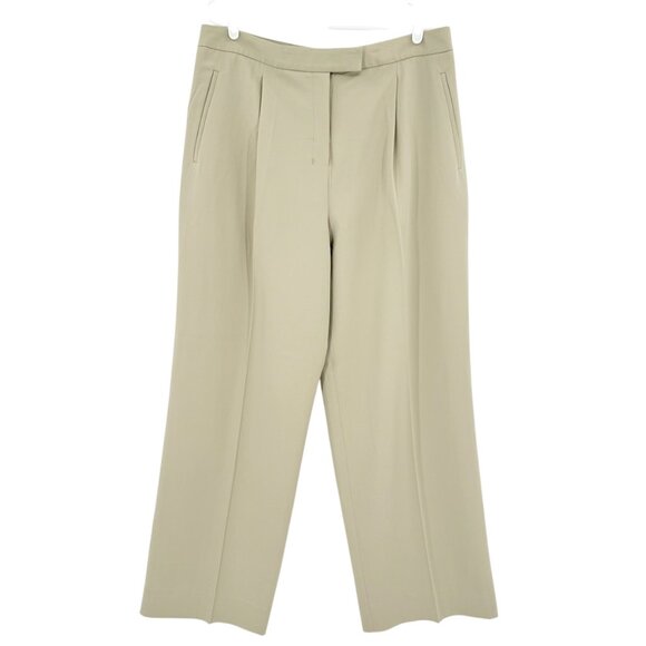 Calvin Klein Womens Tree House Tan Straight Leg Pleated Trousers Sz 14R NWT $129 - Picture 1 of 11